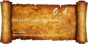 Oszlányi Agaton névjegykártya